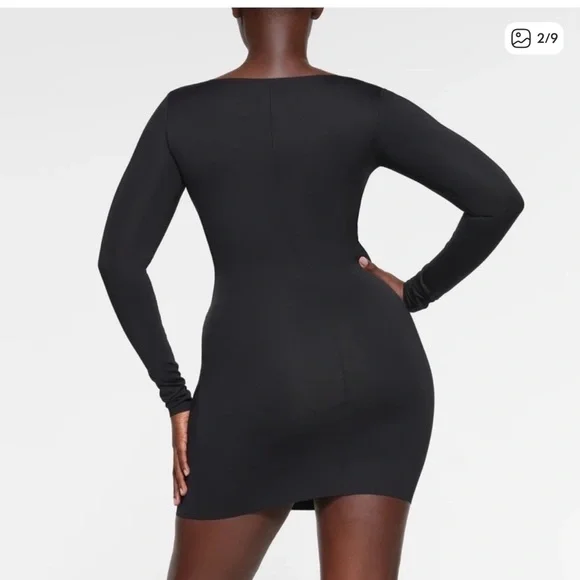 NWT SKIMS Body Long Sleeve Mini Dress Size Large Built-in Shapewear - Picture 5 of 7